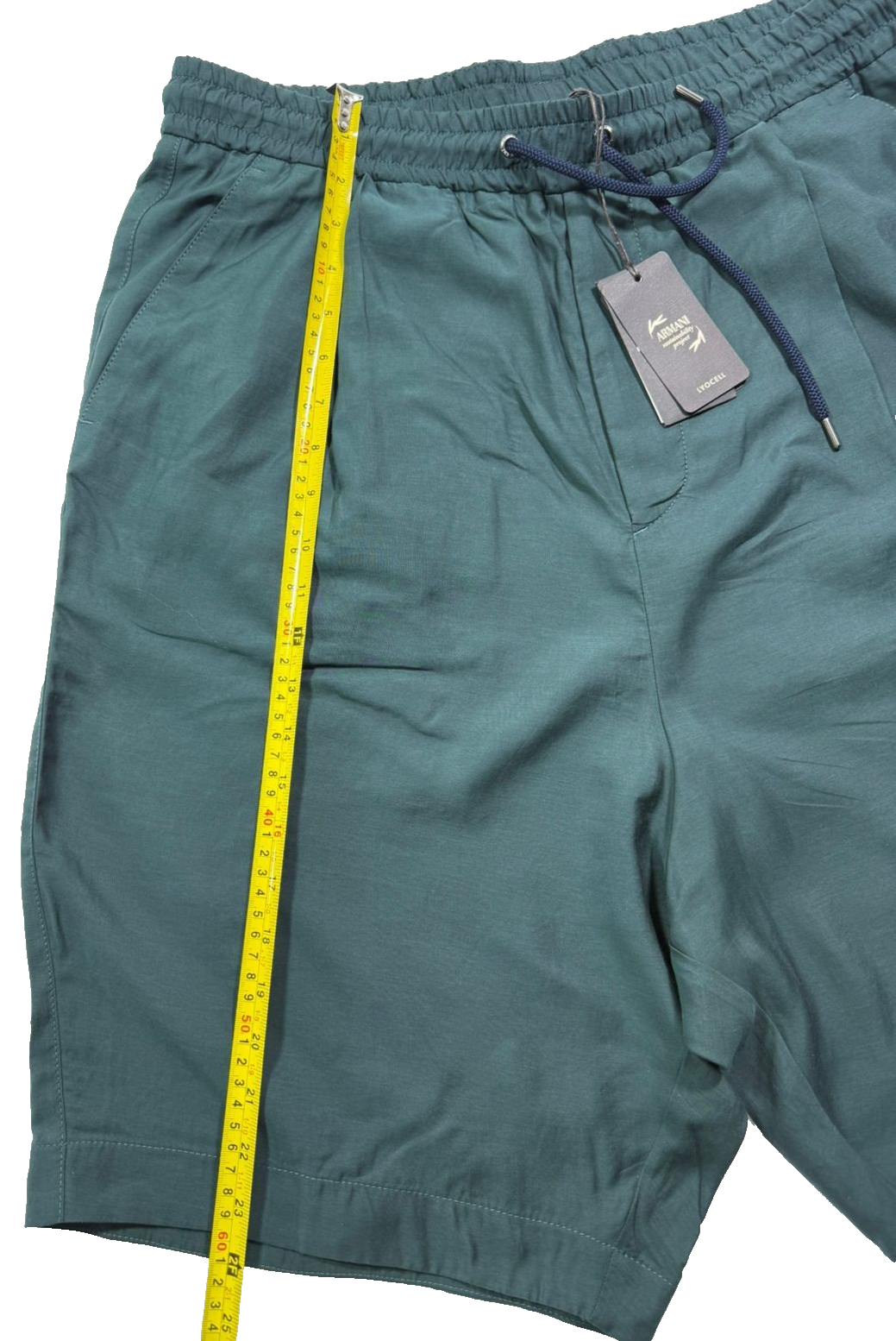 BNWT Giorgio Armani Men's Dark Green Drawstring Bermuda - Size 52