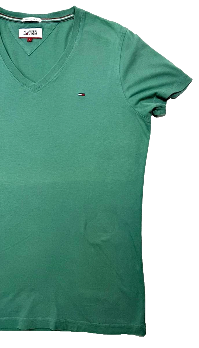 Tommy Hilfiger Regular Fit V-Neck T-Shirt In Green - L