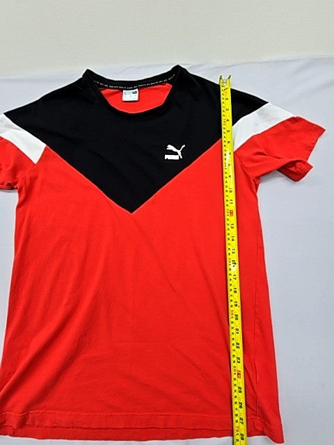 Puma Men's Red Color Block Short Sleeve Crew Neck Tee L