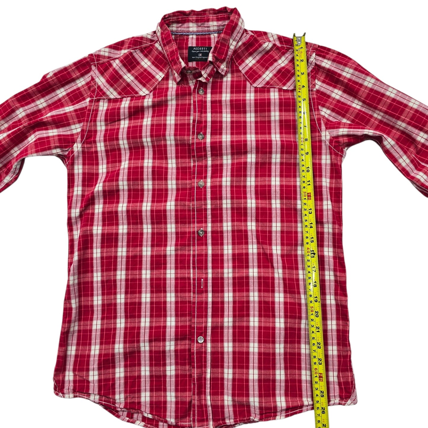 Peckott Heritage Plaid Long Sleeve Button-Up Shirt M Red/White