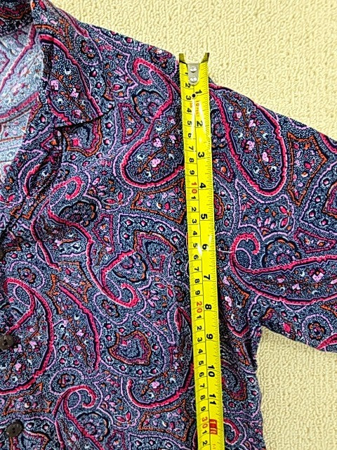 Vintage Shirt149 Men's Purple Paisley Camp Collar Button-Down M Vintage