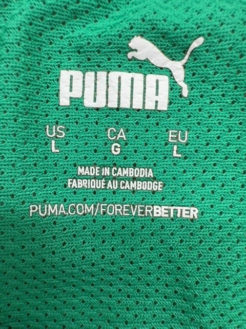 Puma Men's Green Jersey T-Shirt Size L Crew Neck Short Sleeve