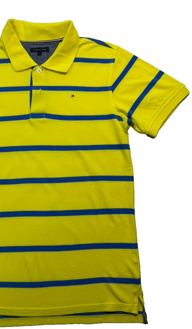 Tommy Hilfiger Older Teens Size 16 Yellow And Blue Stripe Polo Shirt