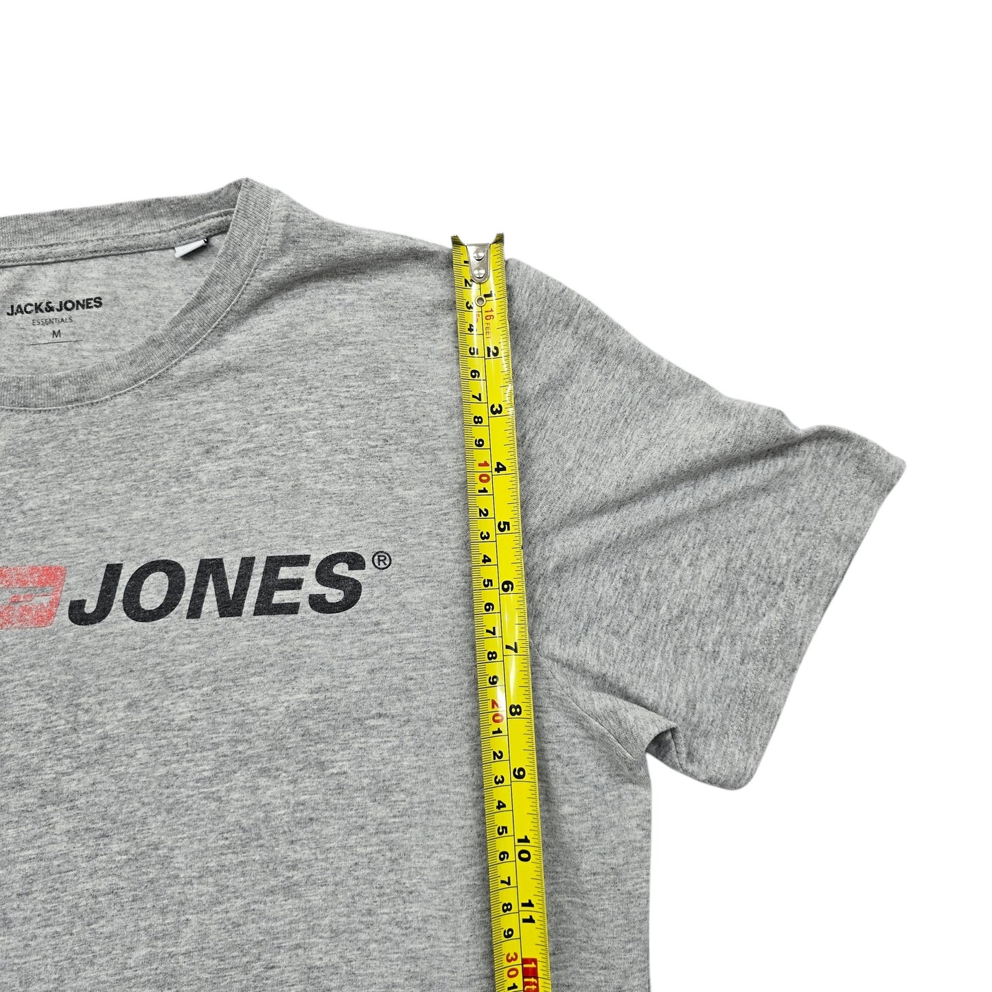 Jack & Jones Men's M Heather Gray Logo Graphic Cotton T-Shirt