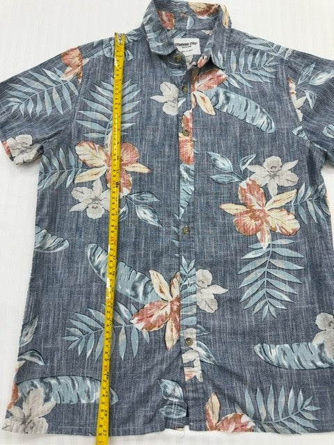 Cedar Wood State Men's Blue Floral Cotton Button-Down Shirt M
