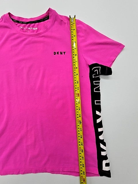 DKNY Women Pink Sport Logo T-Shirt Cotton Blend Size M Regular