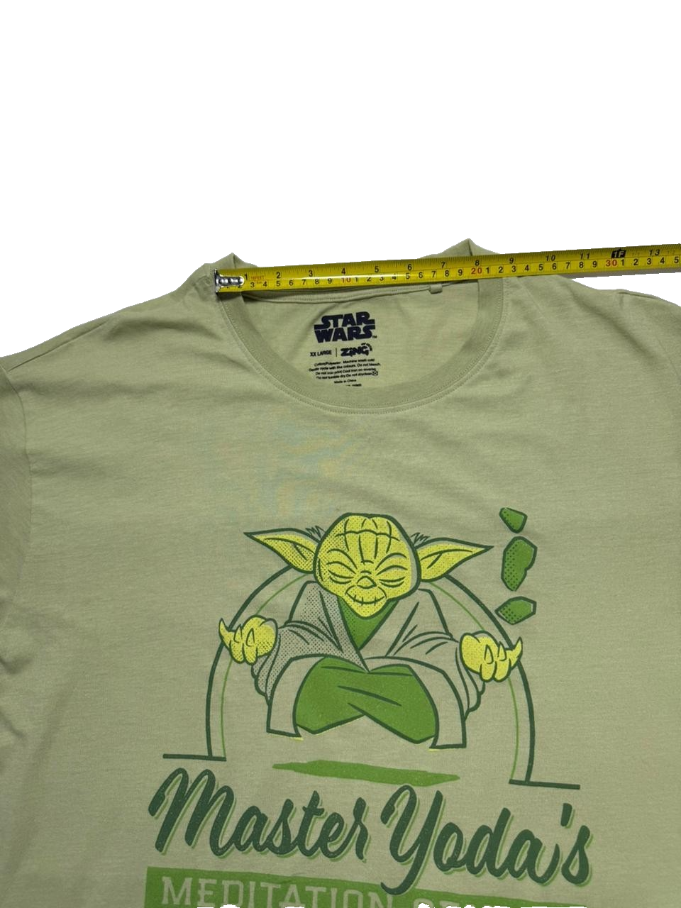Star Wars Shirt Master Yoda Meditation Center Light Green Short Sleeve XXL