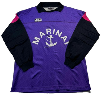 Asics Vintage 90S Goalkeeper Jersey Purple Marina Anchor Graphic Long Sleeve L