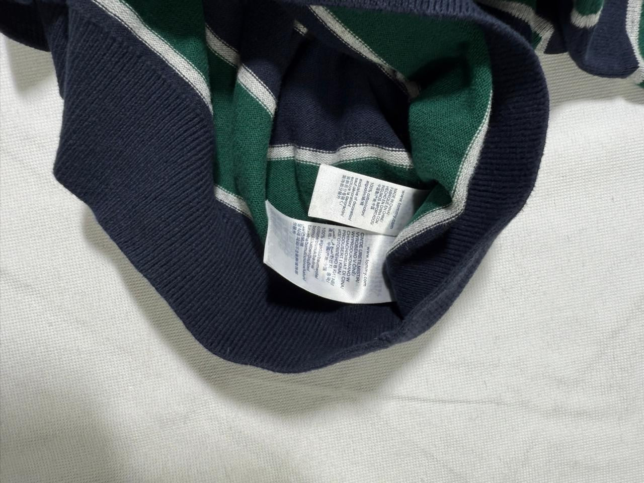 Tommy Hilfiger Men's Striped Crewneck Sweater Navy Green Size L