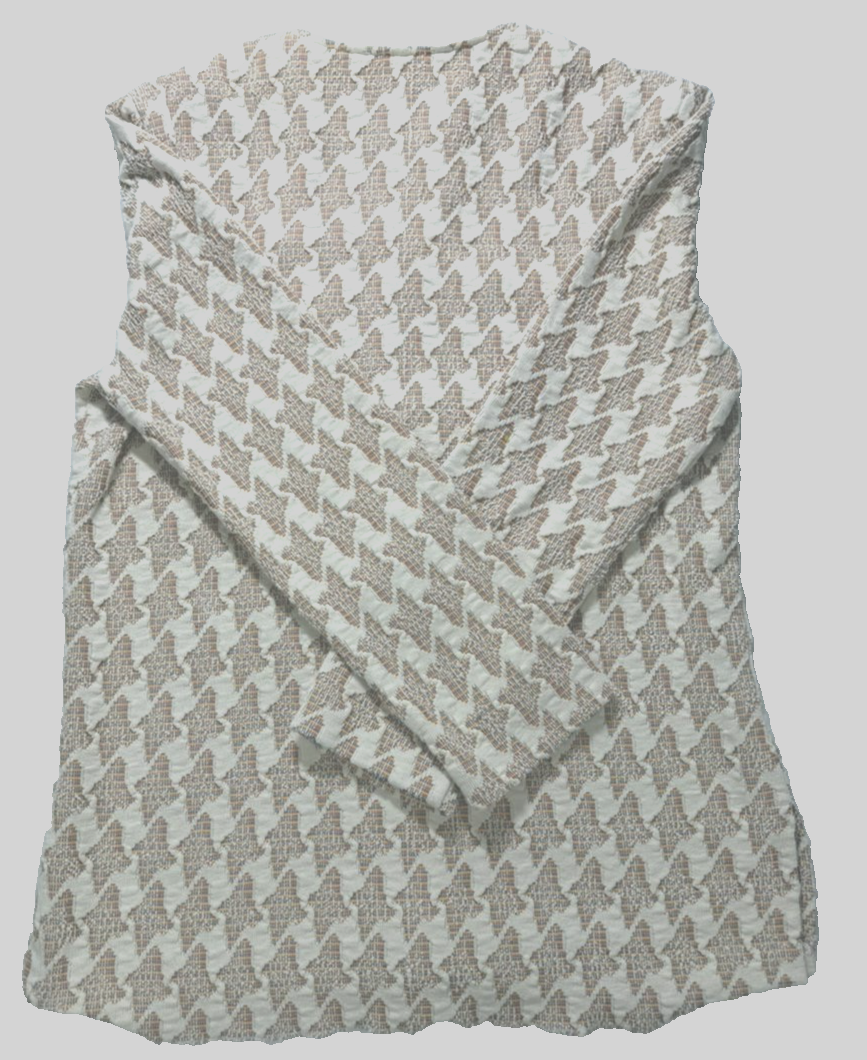 Vintage Style Beige & Cream Houndstooth Knit Two Piece Skirt Set Size M