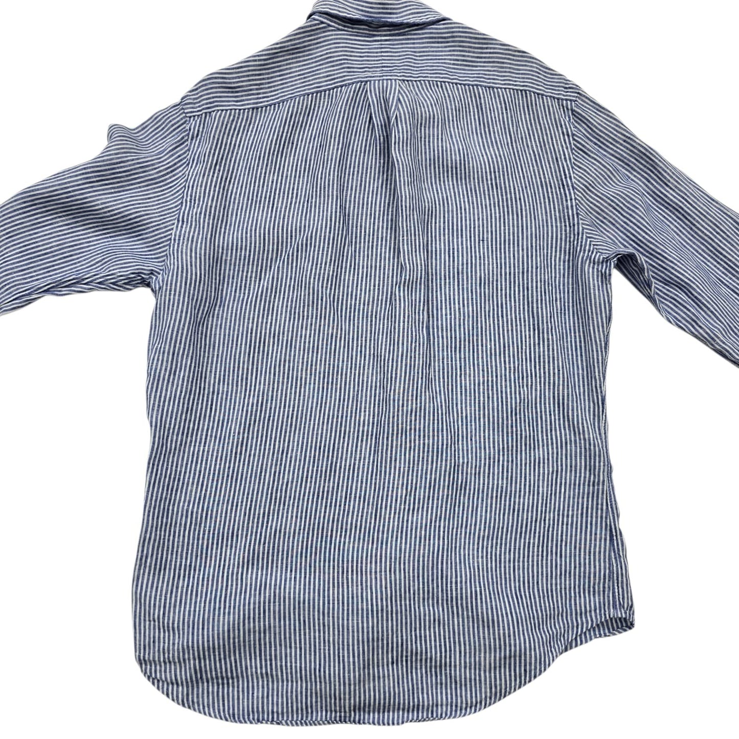 RALPH LAUREN Men's Blue White Striped Linen Shirt L Slim Fit