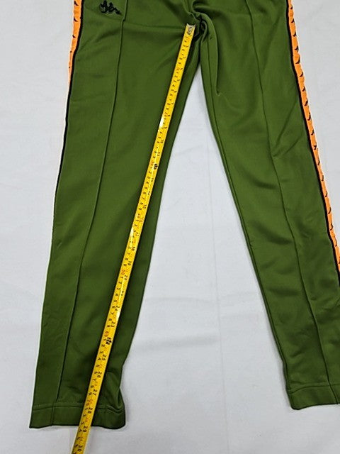 Kappa Men's Green Track Pants Small Side Stripes Tapered Polyester