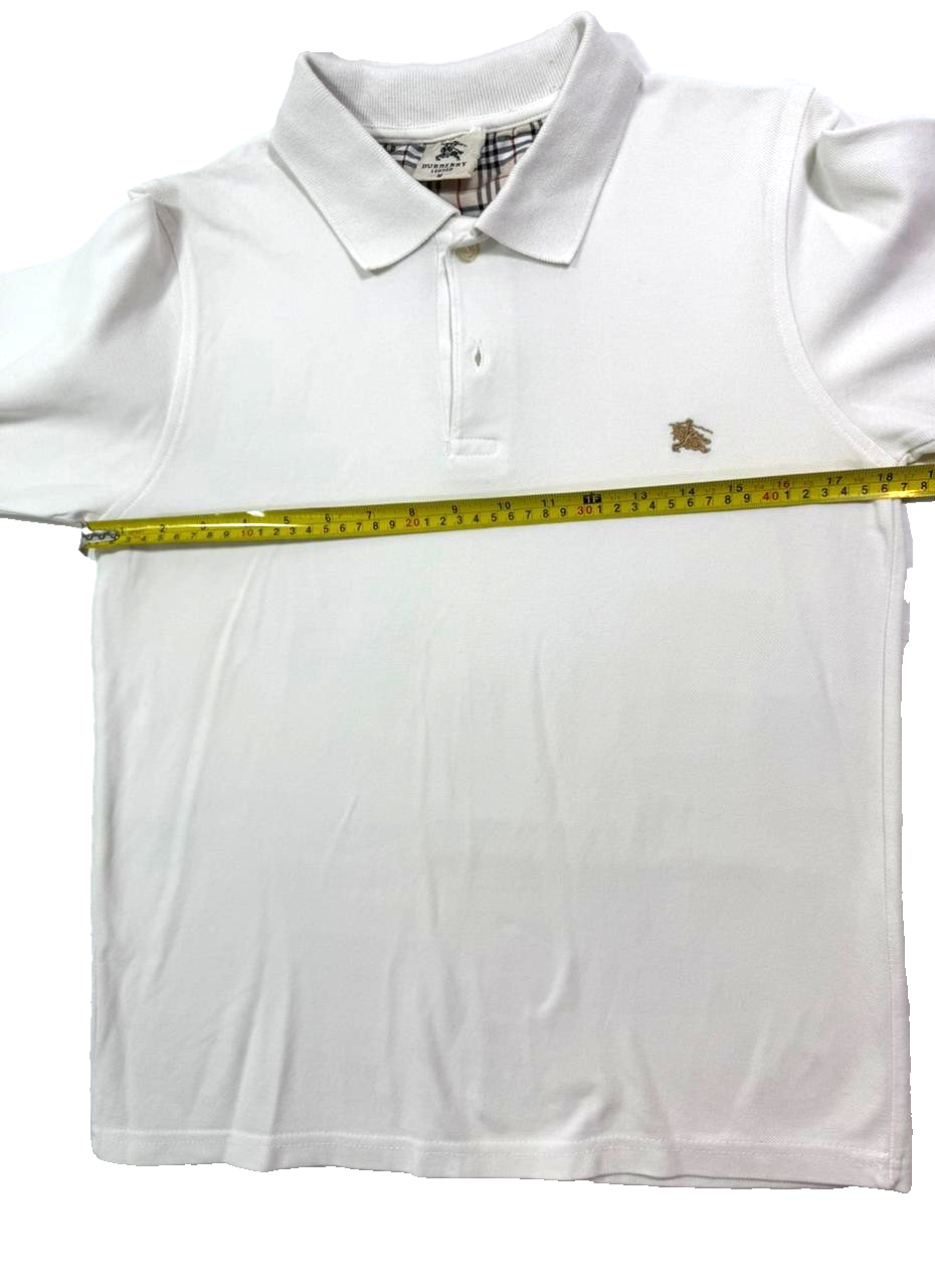 White Burberry Long-Sleeve Polo Shirt - Size M