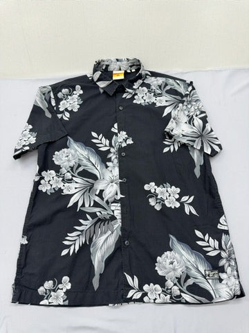 Superdry Men's Black Floral Short Sleeve Button-Down Shirt Size L