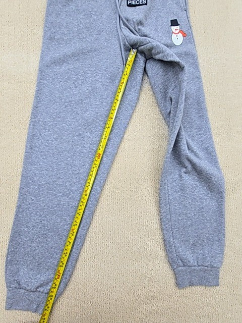 Pieces Snowman Gray XS Women Sweatpants Drawstring Pockets