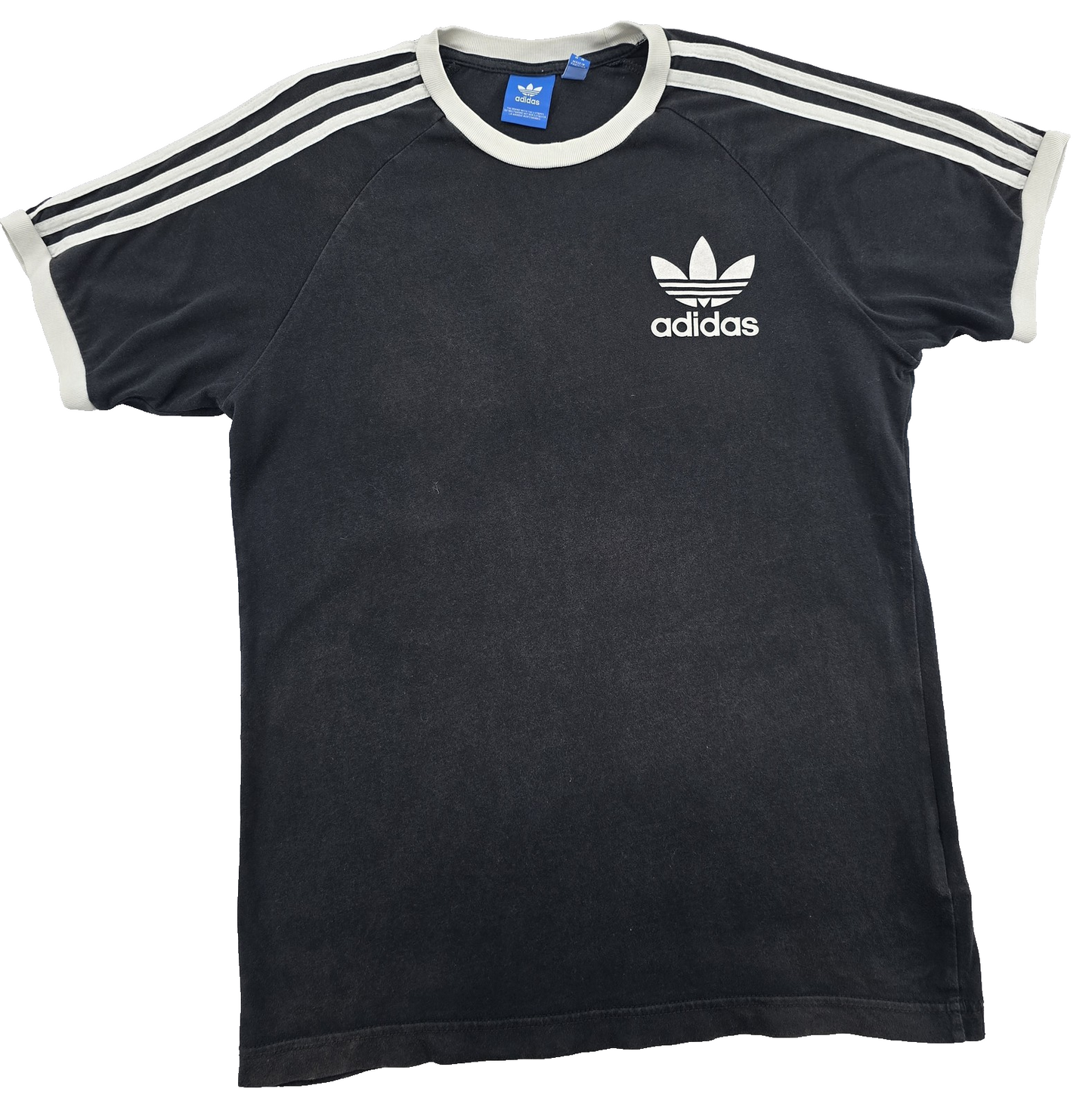 Adidas Men's Black White Striped Short Sleeve Cotton T-Shirt L