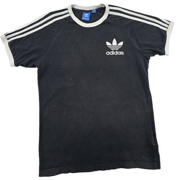Adidas Men's Black White Striped Short Sleeve Cotton T-Shirt L