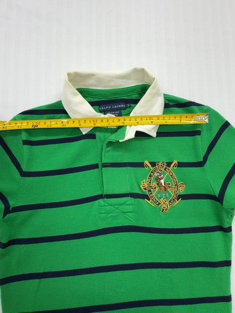 Polo Ralph Lauren Men's Green Navy Striped Polo S Vintage