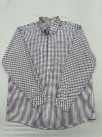 L.L.Bean Men's Gray Gingham Check Cotton Oxford Dress Shirt 161⁄2-35