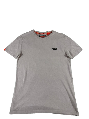 Superdry Men's Small S Gray Short Sleeve T-Shirt Classic Logo Crew Neck