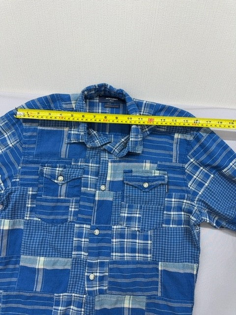 Jack & Jones Premium Blue Denim Patchwork Long Sleeve Button Shirt S