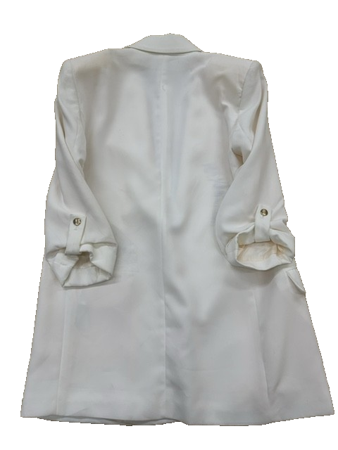 Zara Women's White Oversized Tailored Blazer Size S Shoulder Pads Gold Buttons