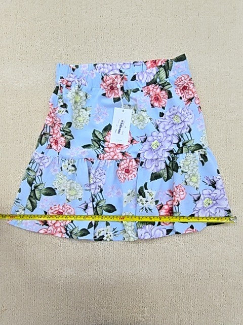 Vila Floral Frill Mini Skirt Size M Multi Women Regular
