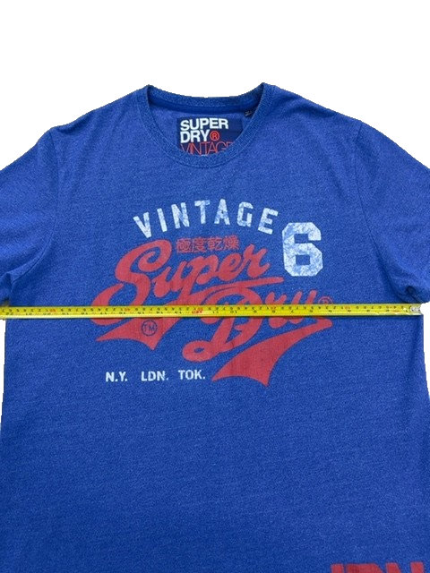 Superdry Vintage Label Navy XL Men's Short Sleeve T-Shirt Embroidered Logo