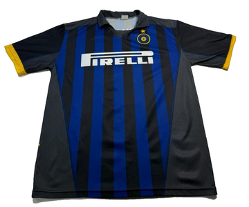 Unisex Inter Milan Cannavaro #13 Blue Black Striped Pirelli Jersey Size XL