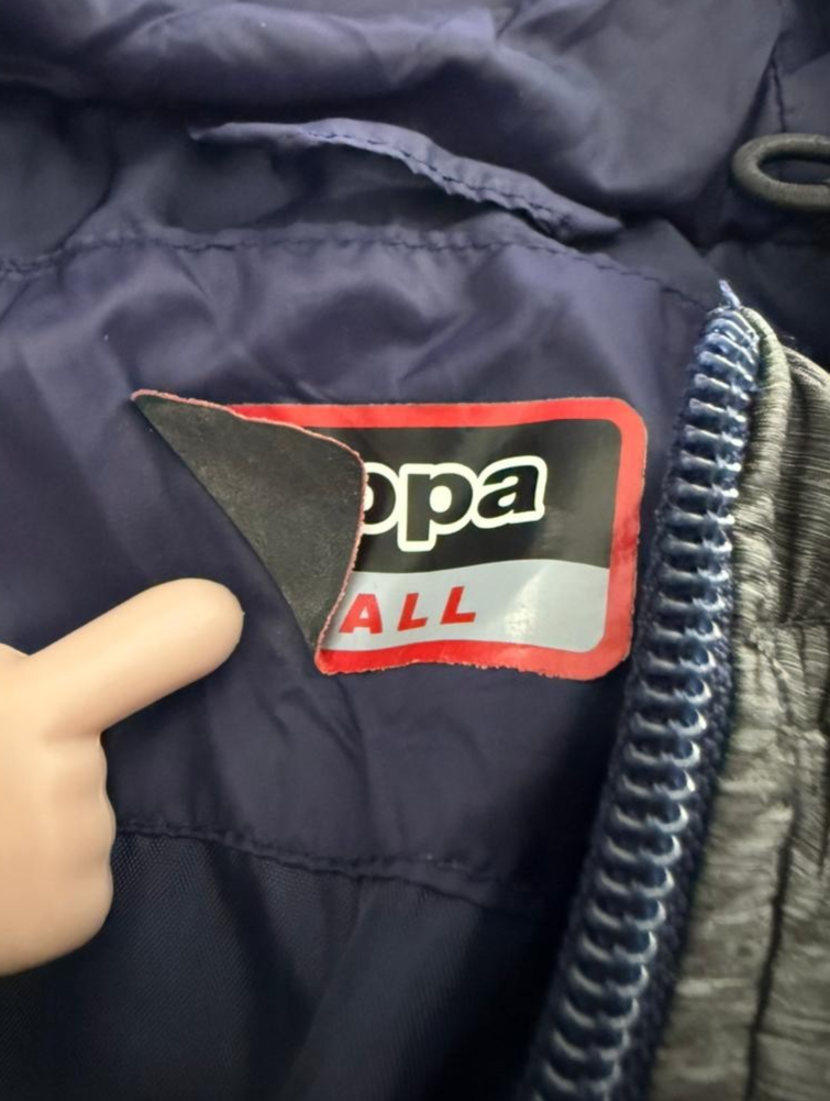 Kappa Gray Blue Puffer Jacket SICASAL Team Quilted Hooded Parka Size S