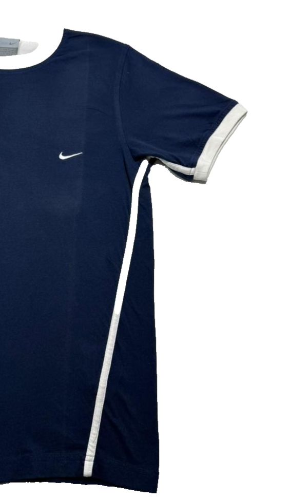 Nike Navy Blue T-Shirt, Men's S, White Trim, Casual Cotton Short Sleeve