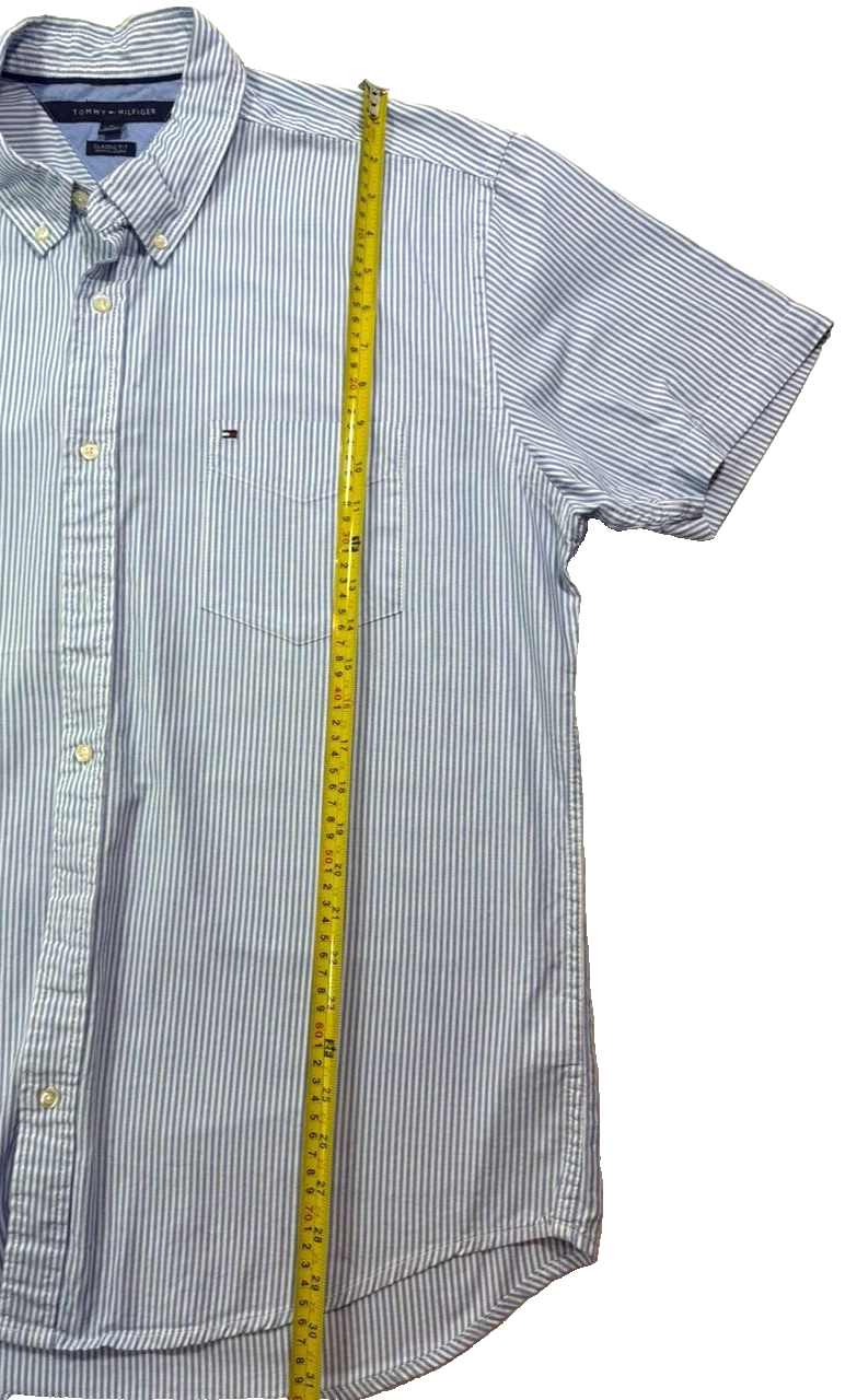 Tommy Hilfiger Men's Regular Fit Stripe Oxford Shirt In Blue And White - Size XL