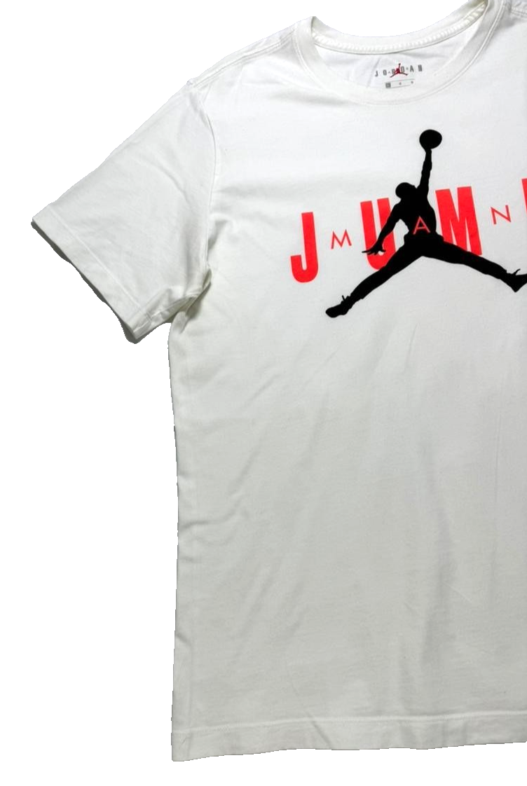 Pre-loved Jordan Jumpman Crew T-Shirt in white — regular fit, cotton, Size L. 16% off retail. Authenticity guaranteed. Shop now at Artistic Haul UAE.