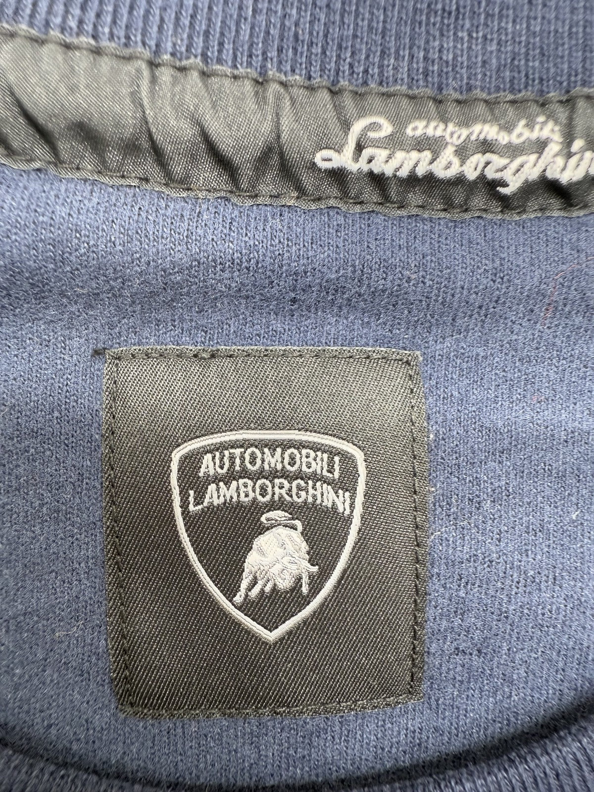 Lamborghini Navy Crewneck Sweatshirt S Men Cotton Long Sleeve