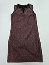 Caroll Women's Burgundy Animal Print Midi Shift Dress Size 40