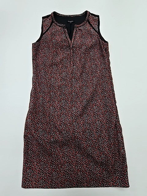 Caroll Women's Burgundy Animal Print Midi Shift Dress Size 40