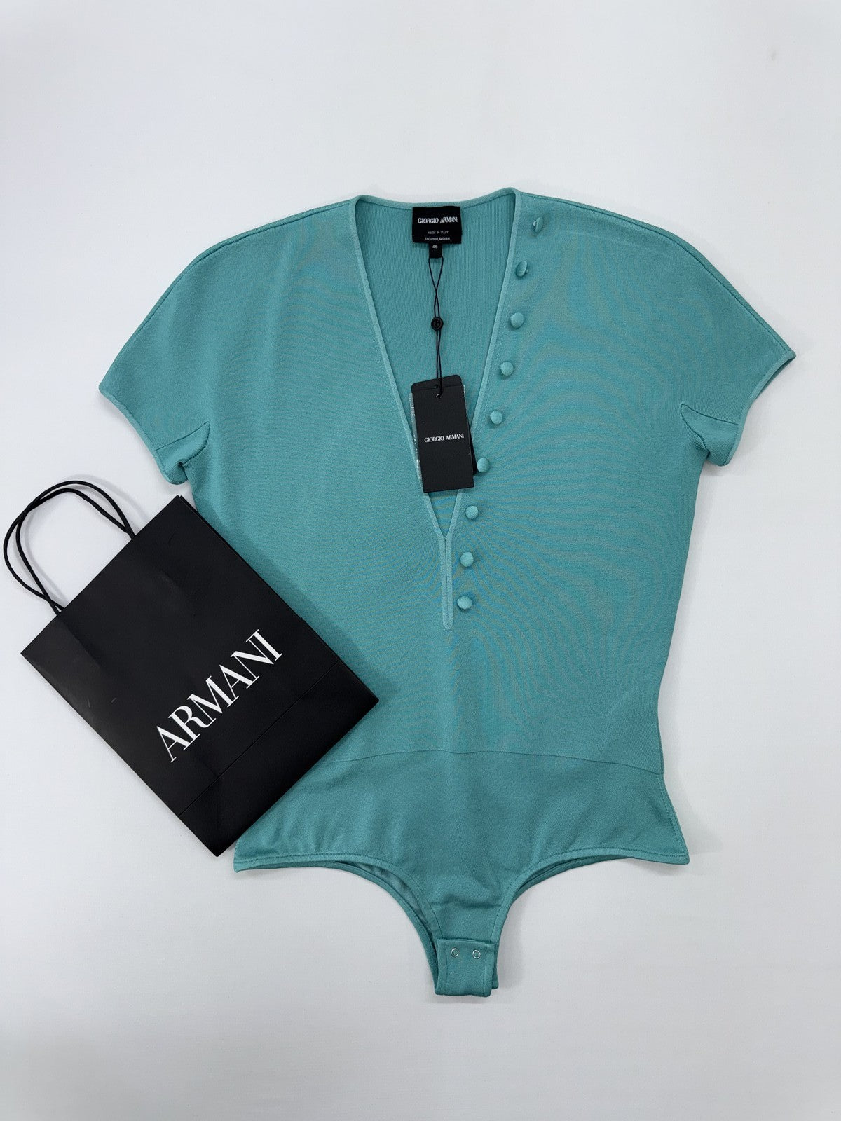 Giorgio Armani Women’s Teal Henley Bodysuit EU 46
