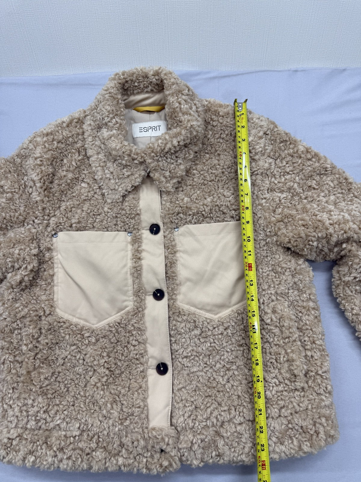 Esprit Women's XL Teddy Fur Biker Jacket Natural Winter