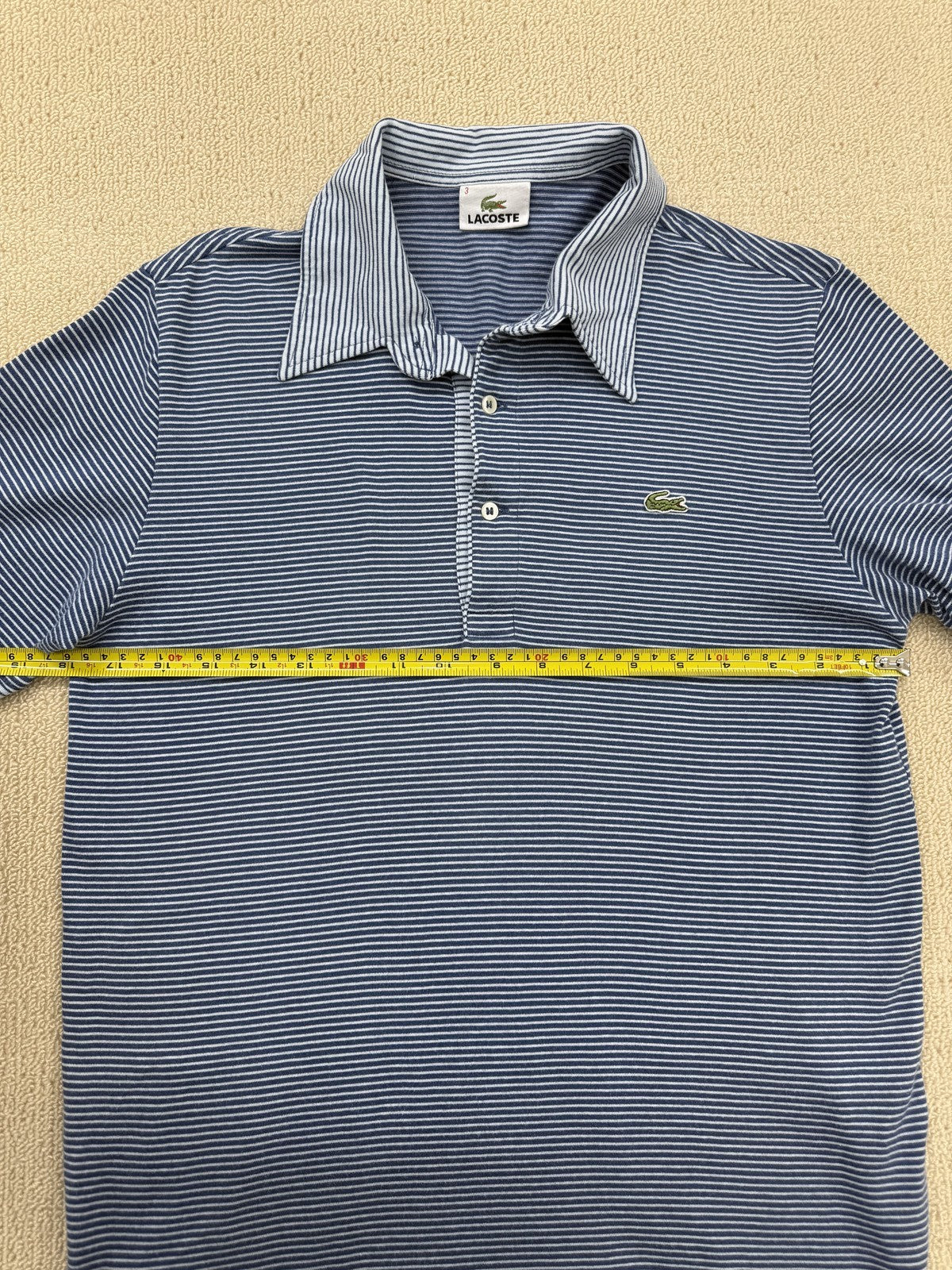 Lacoste Men's Blue White Striped Polo Sz 3 Vintage Japan Cotton DH0435