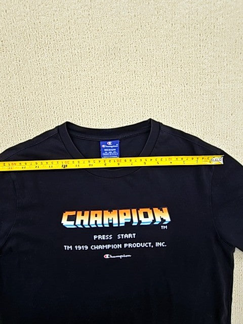 Champion Black T-Shirt Medium Short Sleeve Crewneck 100% Cotton