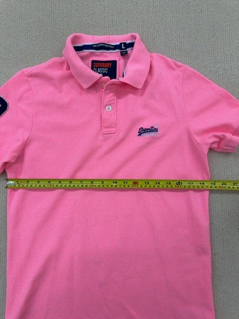 Superdry Men's Pink Classic Pique Polo Shirt Size L