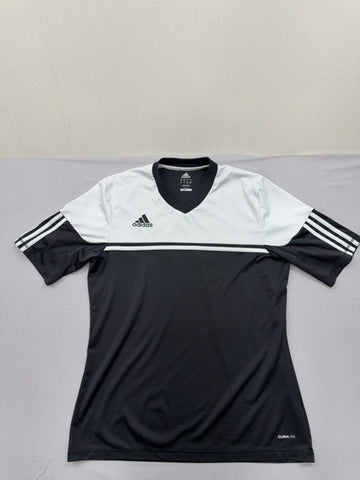 Adidas Men's Striped Climalite V-Neck Jersey L Black White Thailand