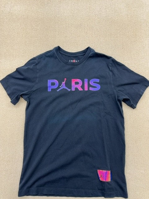 Jordan Paris Saint-Germain Men's Black Crewneck Tee M Cotton Short Sleeve