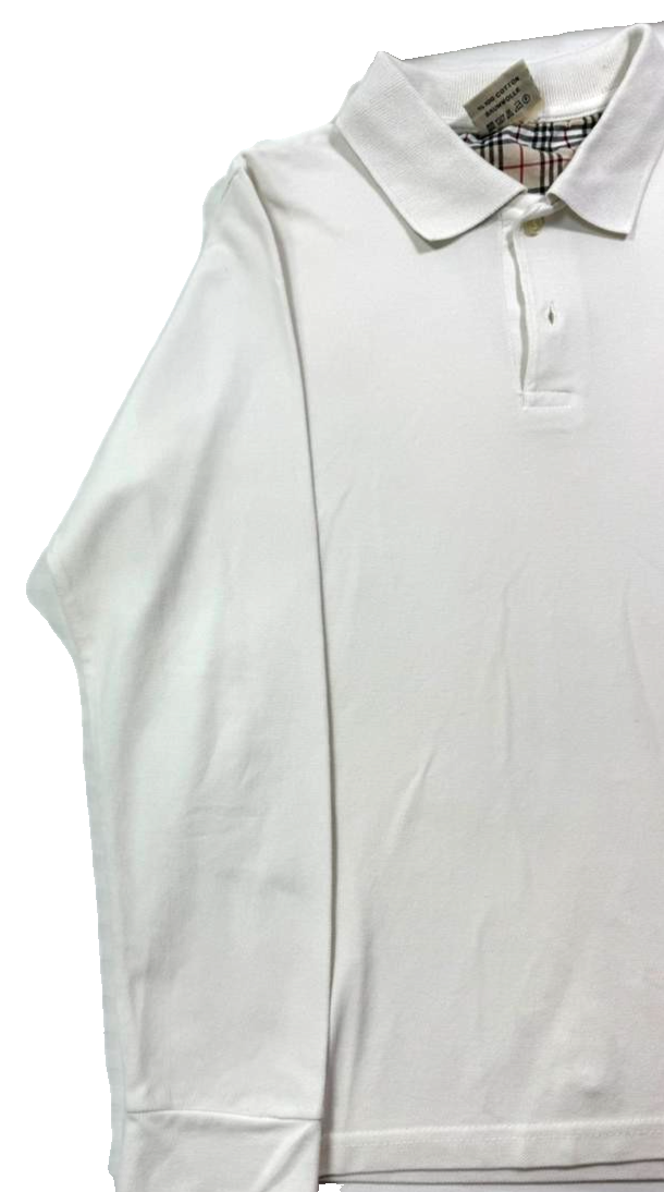 White Burberry Long-Sleeve Polo Shirt - Size M