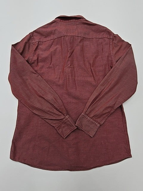 Massimo Dutti Men's Burgundy Button-Down Shirt Size L Regular Casual