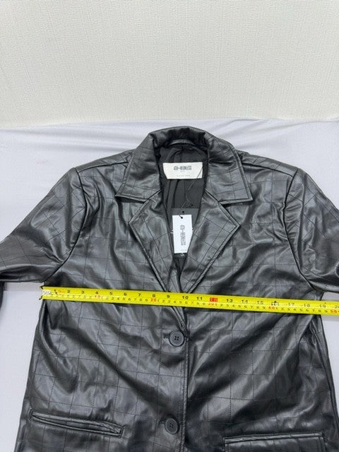 4th & Reckless Black Faux Leather Quilted Blazer Petite M