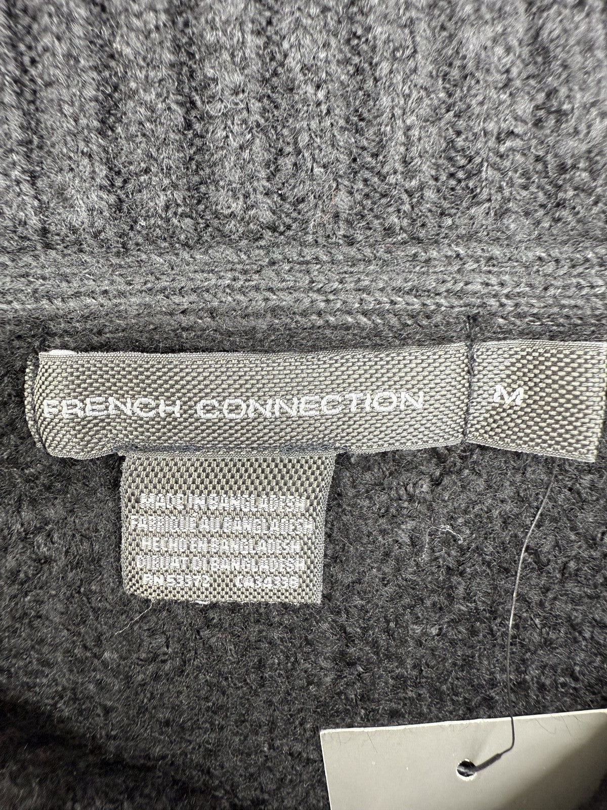 French Connection Women's Black Turtleneck Sweater M Ribbed Zipper Long Sleeve