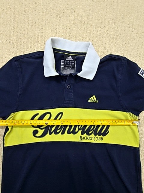 Adidas Navy Striped Golf Polo Shirt Men's Short Sleeve