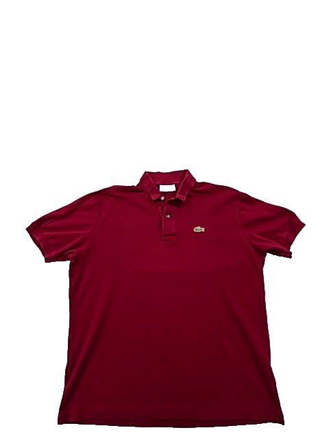 Lacoste Red Short Sleeve Polo Shirt Men's Regular Croc Logo Spain