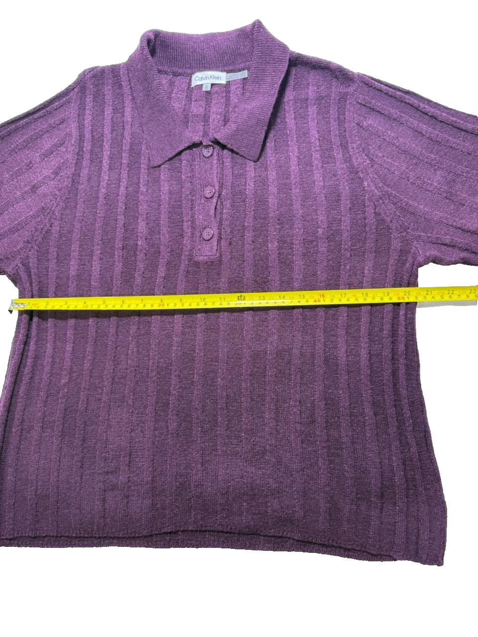 Calvin Klein Women's Polo Nylon Acrylic Short Sleeve Sweater